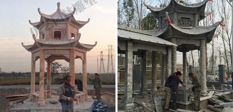 中式大理石涼亭安裝，石雕景觀亭子工廠，中式?jīng)鐾S家