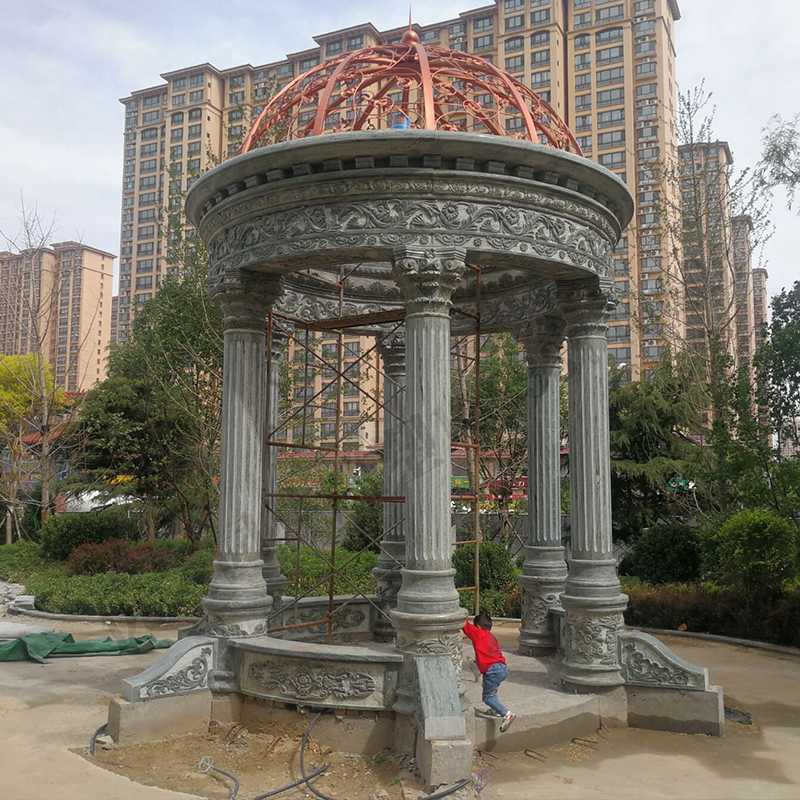 景觀涼亭廠家，園林小區(qū)景觀亭子，大理石石材涼亭