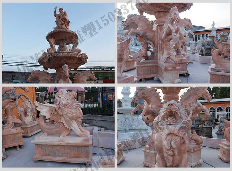 大理石景觀噴泉，石雕噴泉廠家，歐式人物動物噴泉