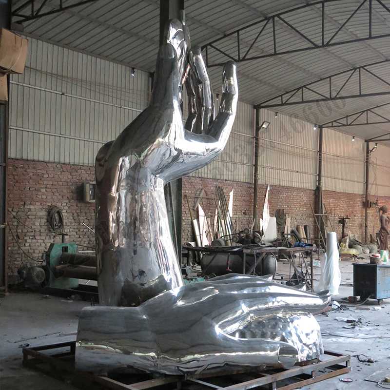 手托水滴雕塑，不銹鋼手托水滴雕塑，手托水滴景觀雕塑