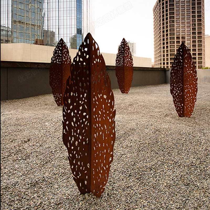 耐候鋼雕塑，耐候鋼樹葉雕塑