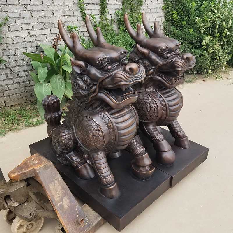 銅麒麟雕塑，銅麒麟擺件，鎮(zhèn)宅風(fēng)水麒麟